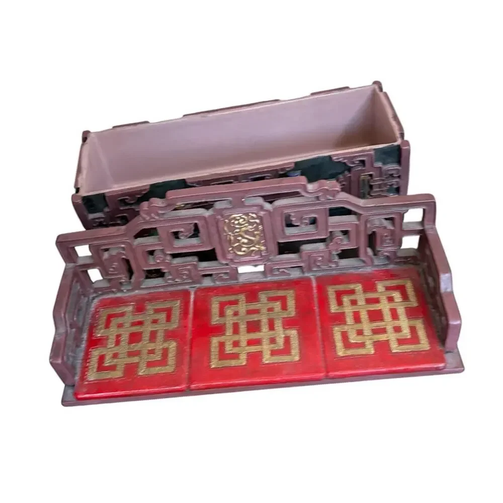 Enesco Asian Throne Sofa Bench Jewelry Box Chinese Style Trinket Decor VtG 2000